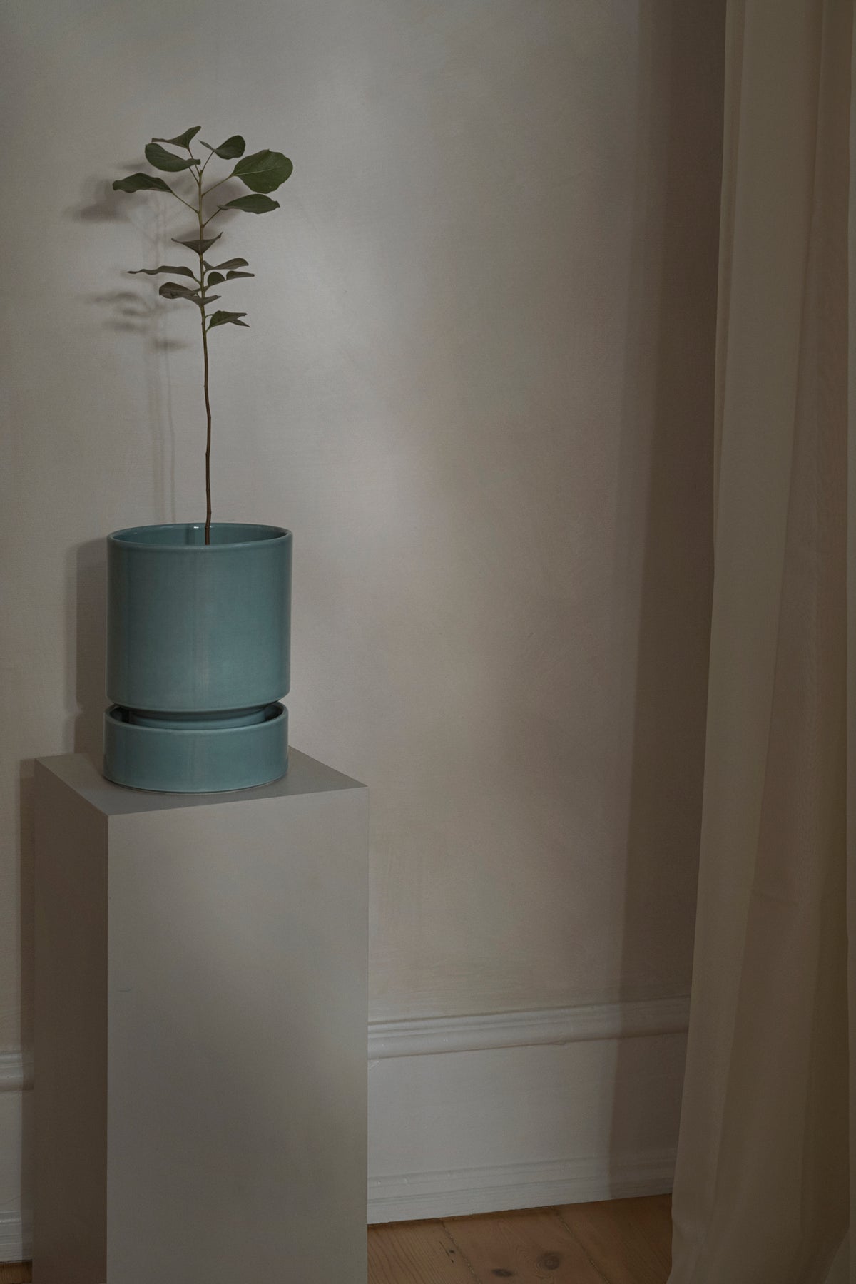 Hoff krukke, glaseret, Misty Blue