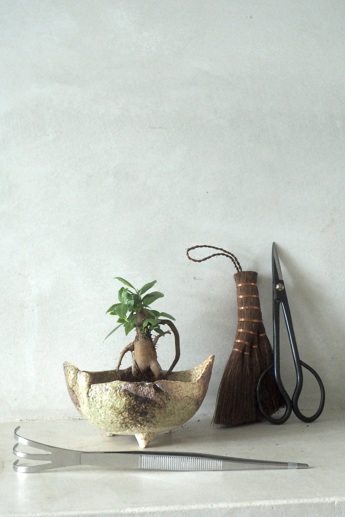 Japansk bonsai krukke, håndlavet, brun