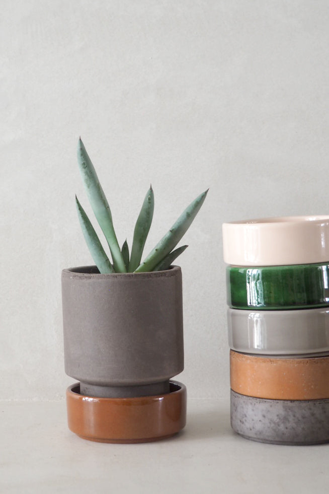 Hoff krukke, raw grey + raw grey underskål, gulvkrukke